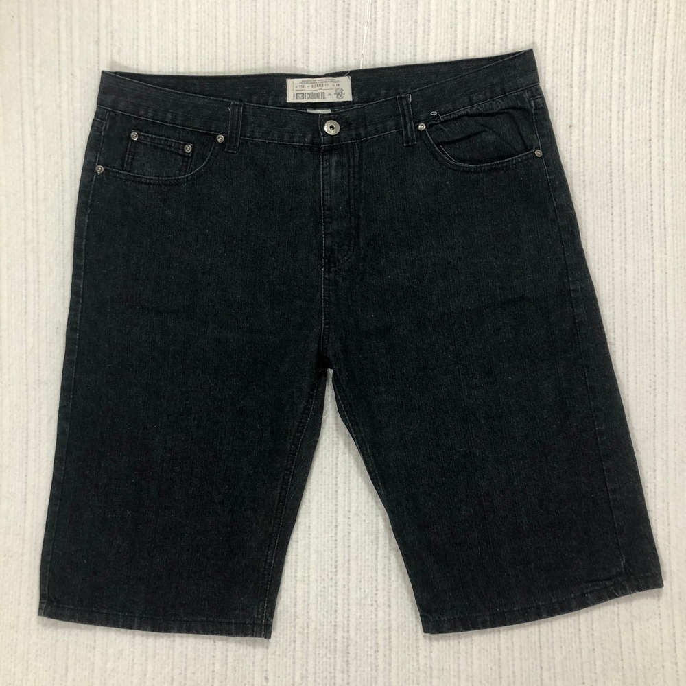Ecko Unltd Relaxed Fit Denim Shorts Size 40 Black Mens Casual